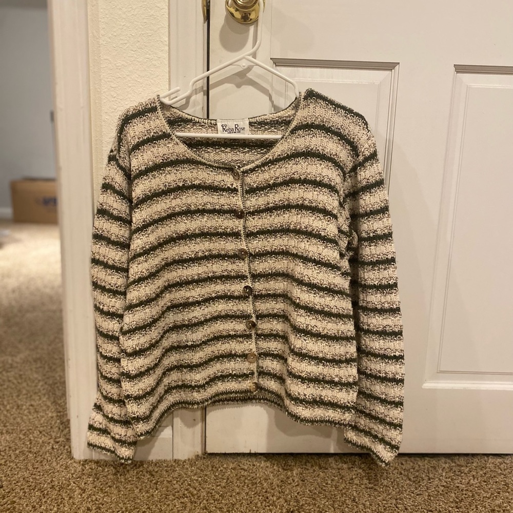 Vintage Knitted Striped Reba Rose Cardigan